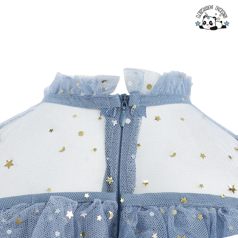 LEZONKIDS - Summer Clothing Shining Layered Gauze Ball Gown Cake Girl Dresses for Wedding Pageant Party